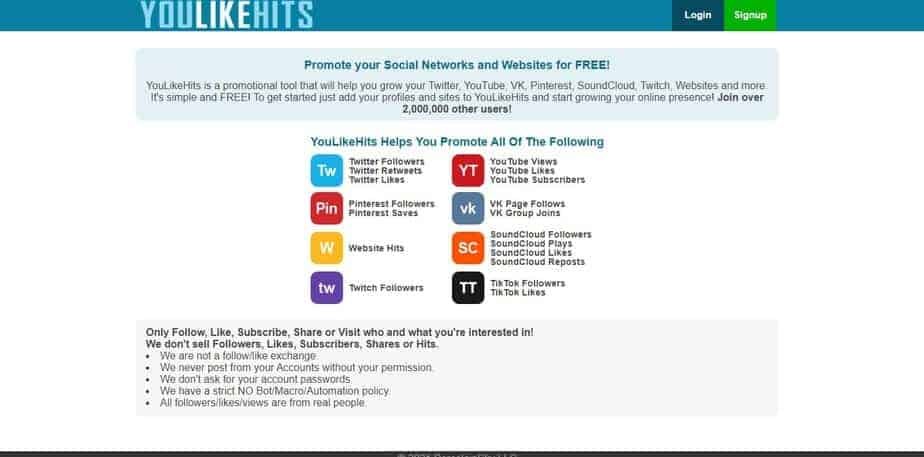 Youlikehits traffic exchange website