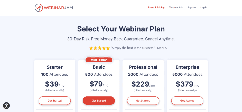 WebinarJam Plans
